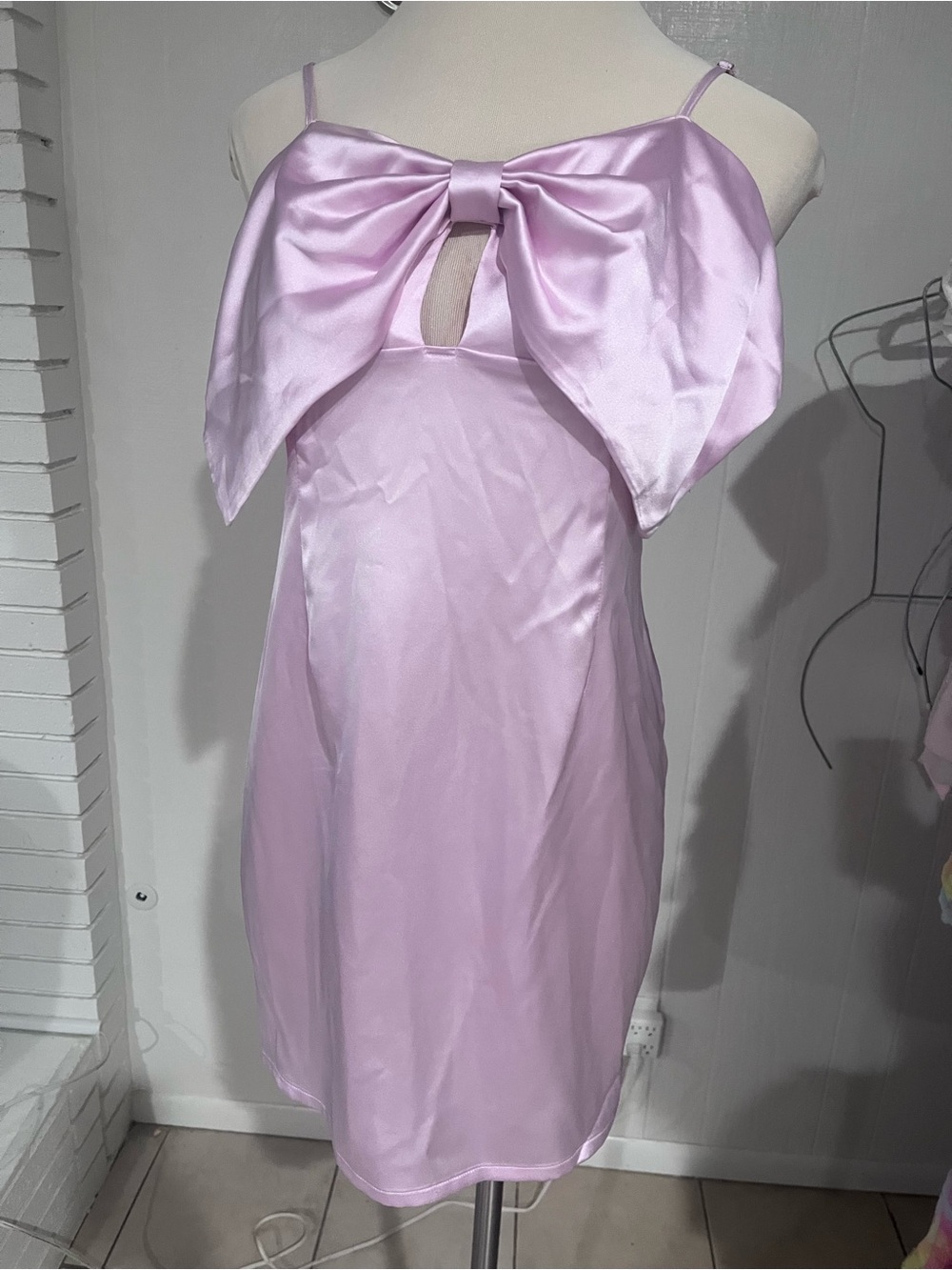wild fable Pink Satin Bow Slip Dress